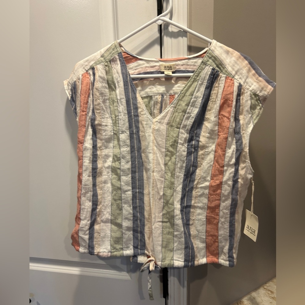 a.n.a. a New Approach women  striped sleeveless top Large NWT